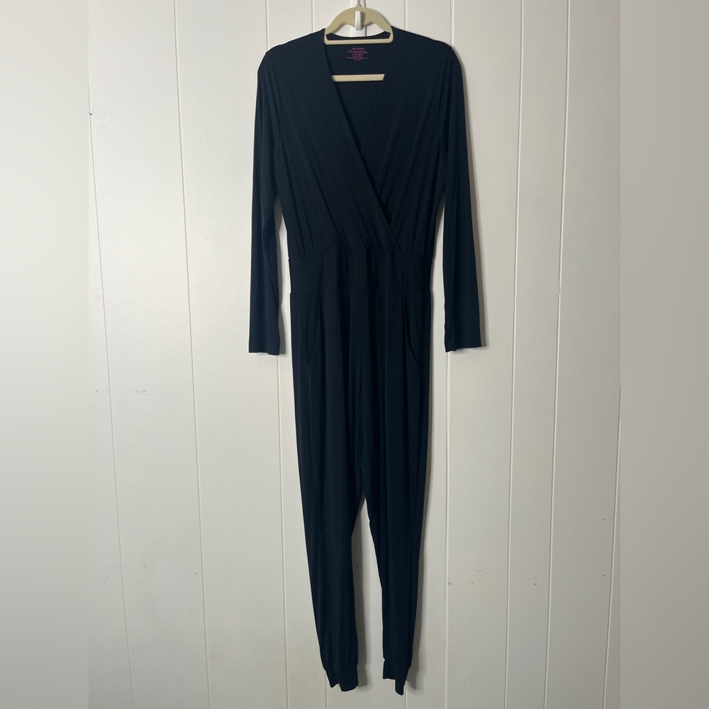 Commando Black Long-Sleeve Surplice Jumpsuit